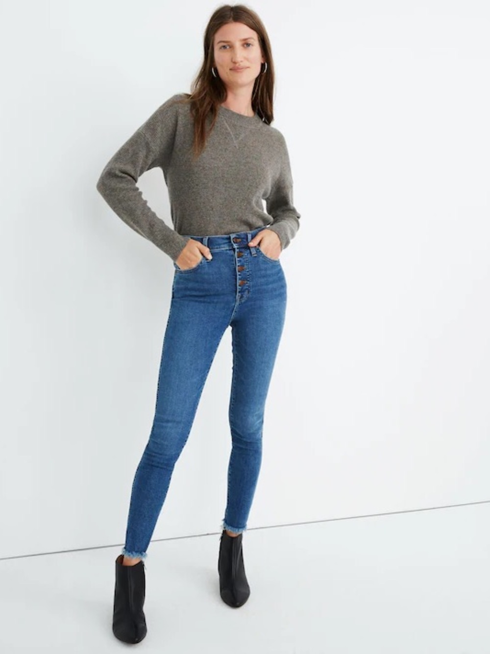 Madewell 10" High-Rise Skinny Jeans in Mackey Wash: Button-Front Edition